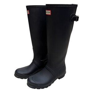 HUNTER BOOTS Rubber Waterproof Tall Designer Black Boots Womens 6